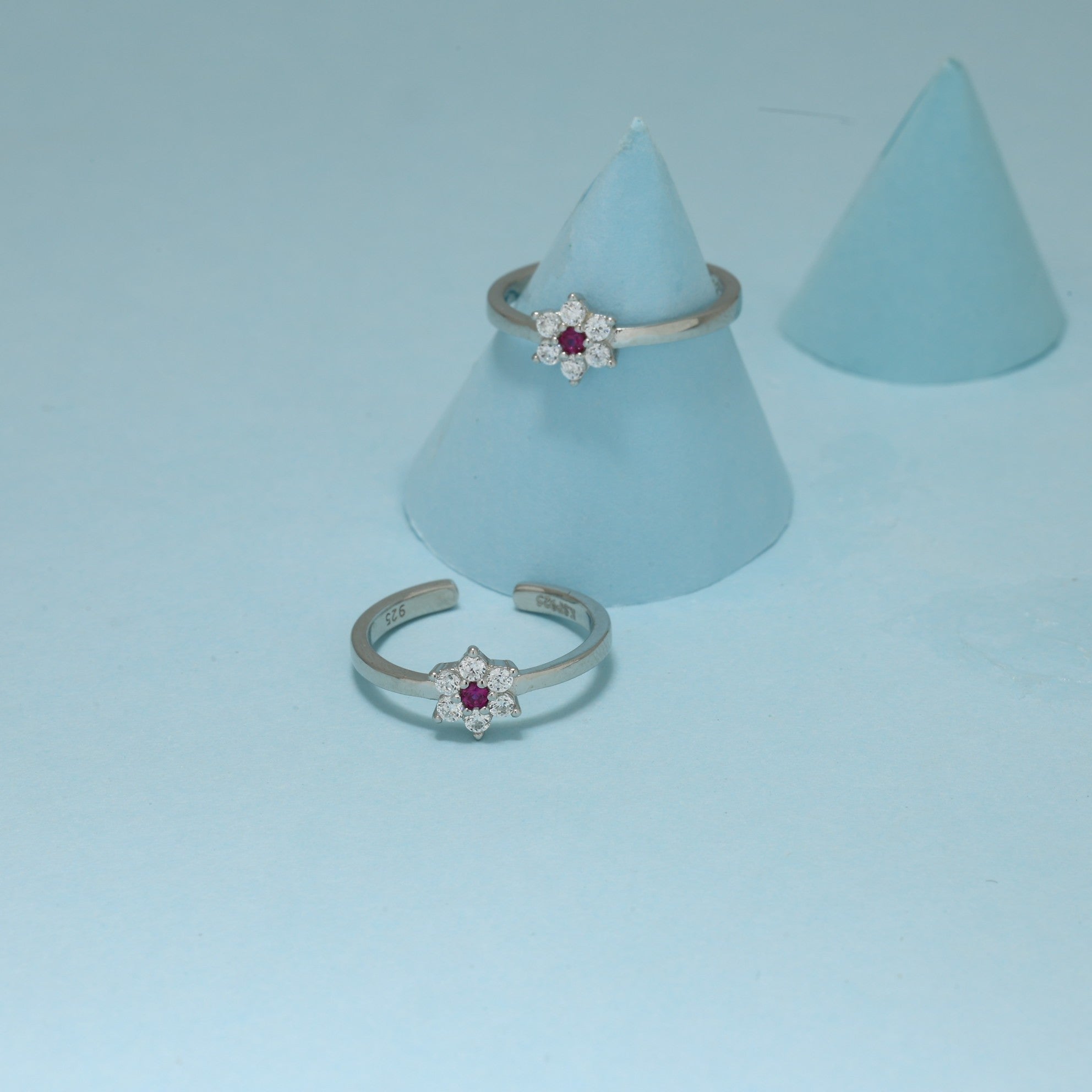 Ruby Blossom Toe Ring