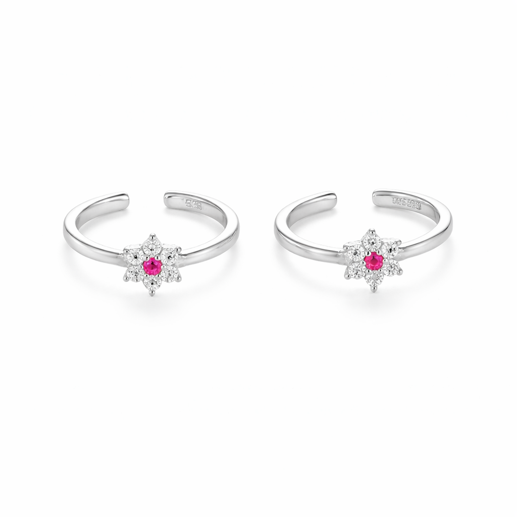 Ruby Blossom Toe Ring
