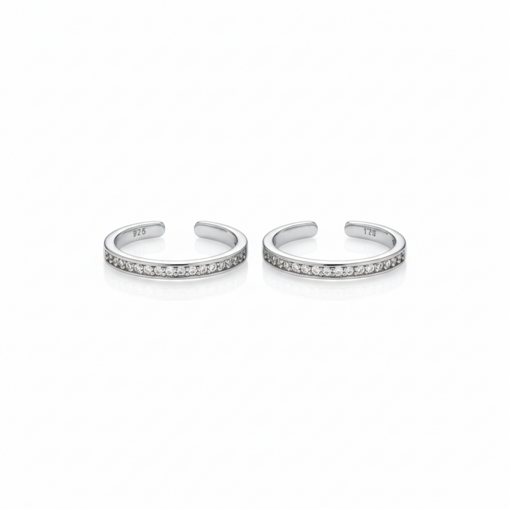 Silver GleamLine Channel Diamond Toe Ring