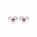 Silver BlushBloom Pink Flower Toe Ring