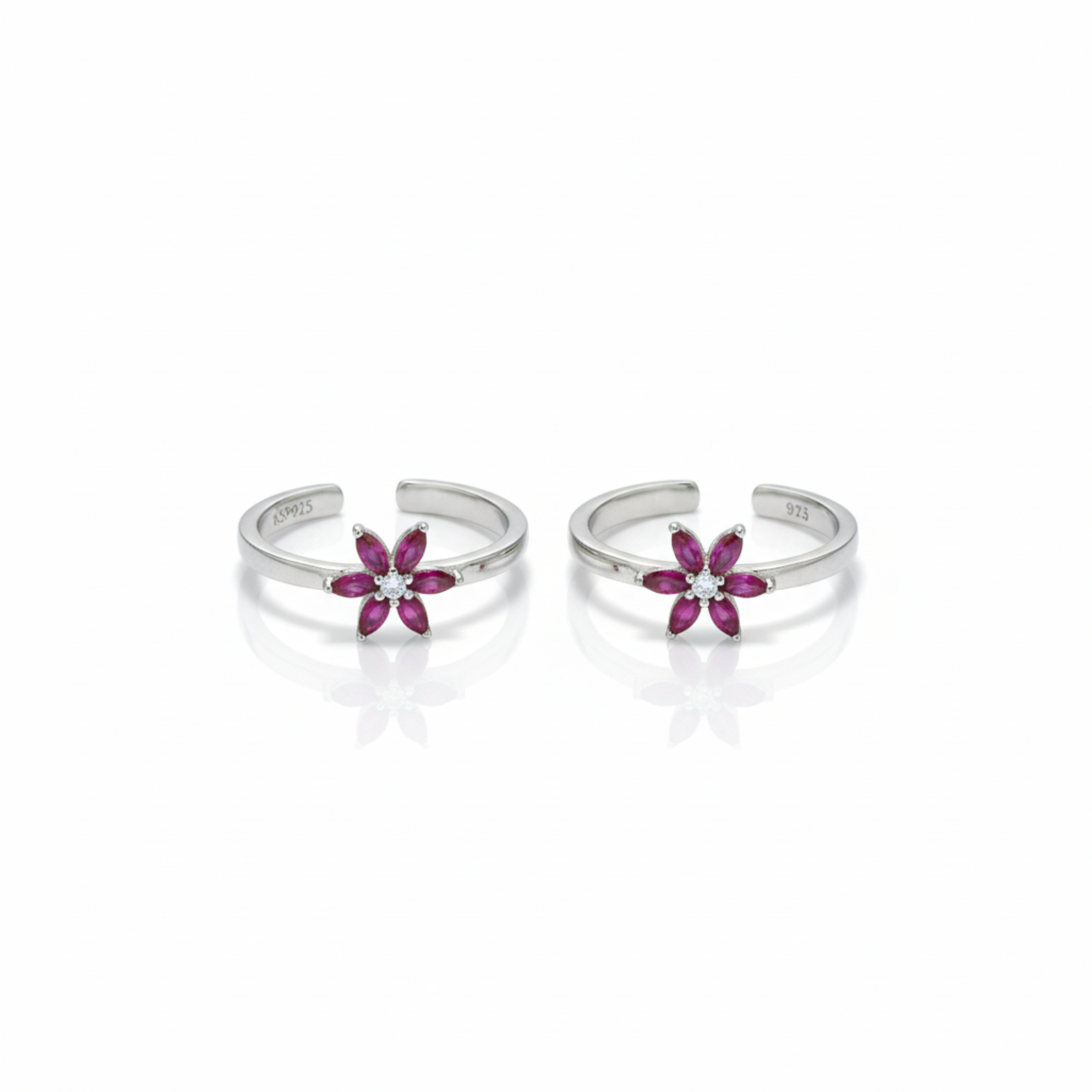 Silver BlushBloom Pink Flower Toe Ring