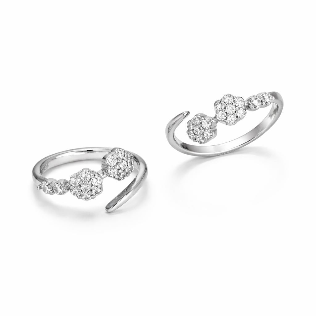 Twin Bloom Sparkle Toe Ring