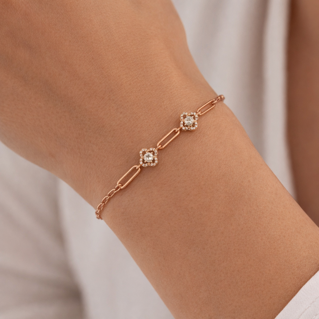 Floral Halo Link Bracelet