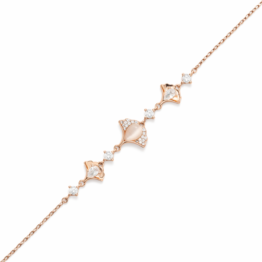 Rose Gold Floral Charm Bracelet