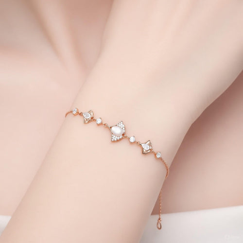 Rose Gold Floral Charm Bracelet