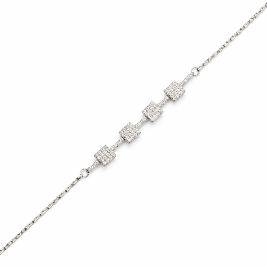 Silver Square Sparkle Bracelet