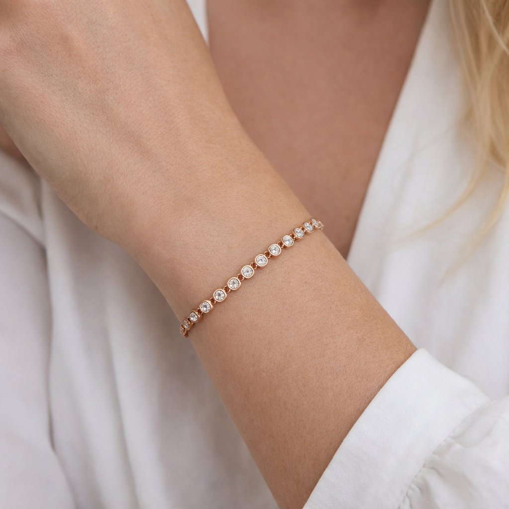 Silver BlushDot Rose Tone Bracelet