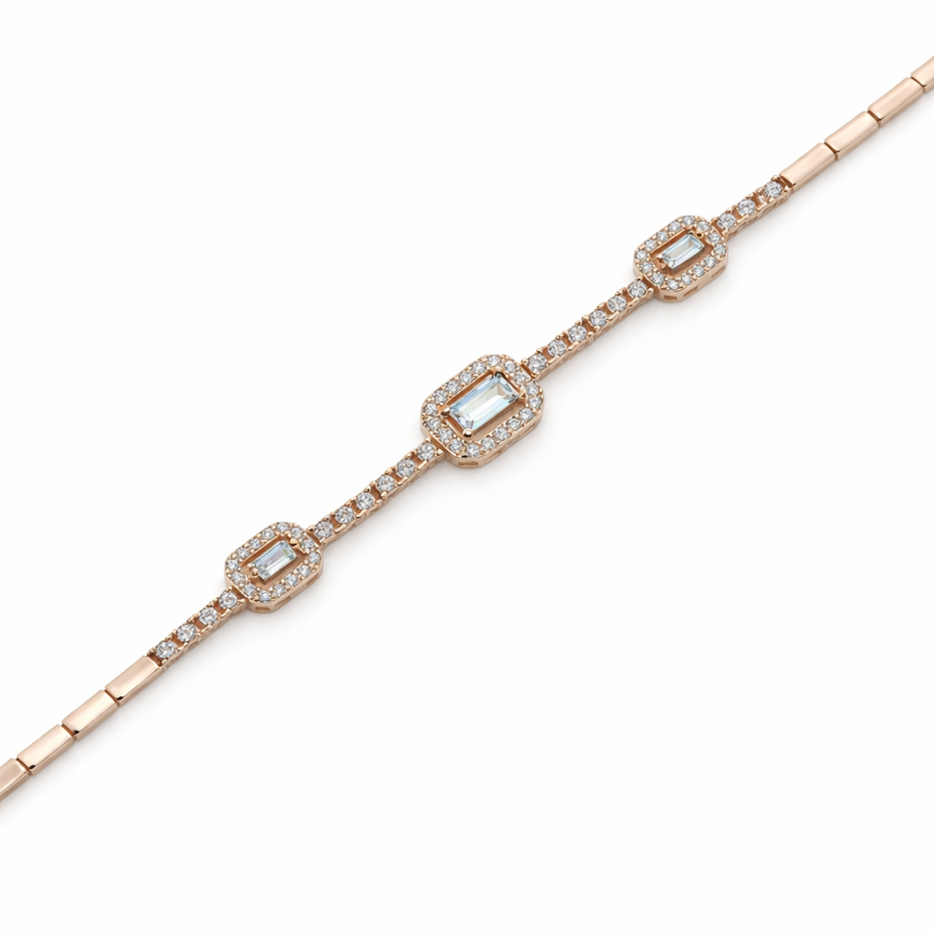 Rose Aura Emerald Link Bracelet