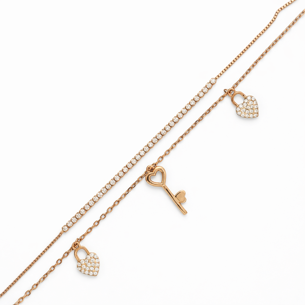 Heart & Key Charm Dual Bracelet