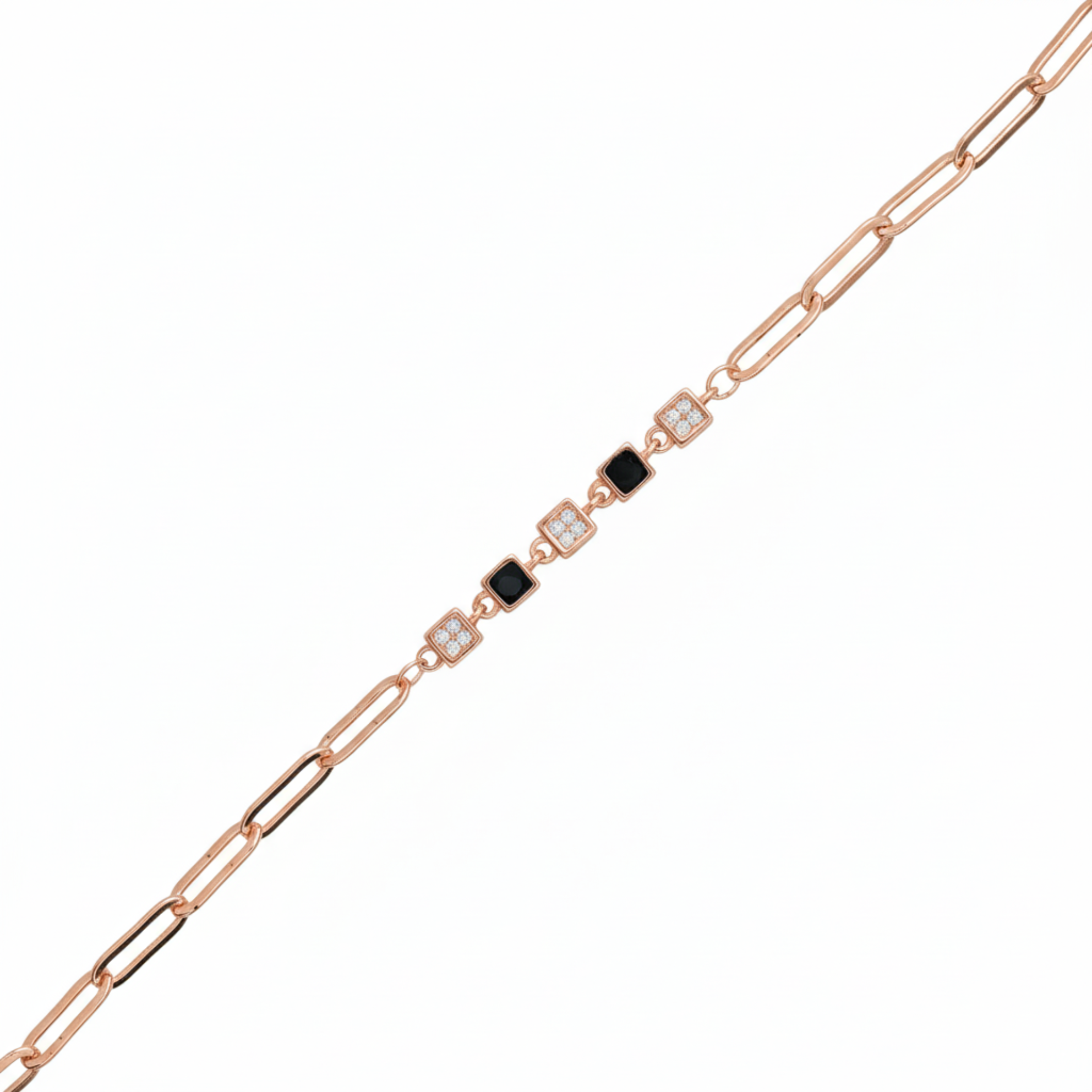 Silver Cubix Edge Rose Tone Bracelet
