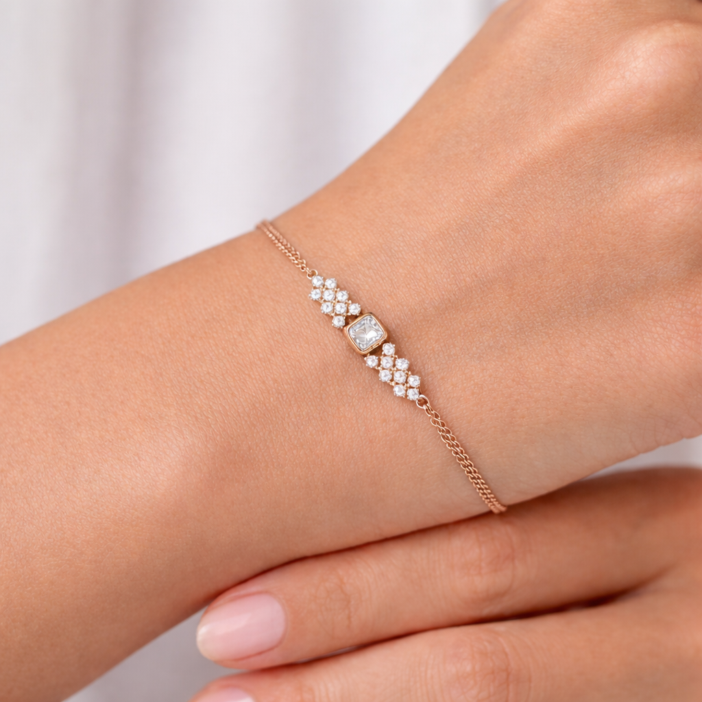 Silver Rose hive Rose Tone Bracelet