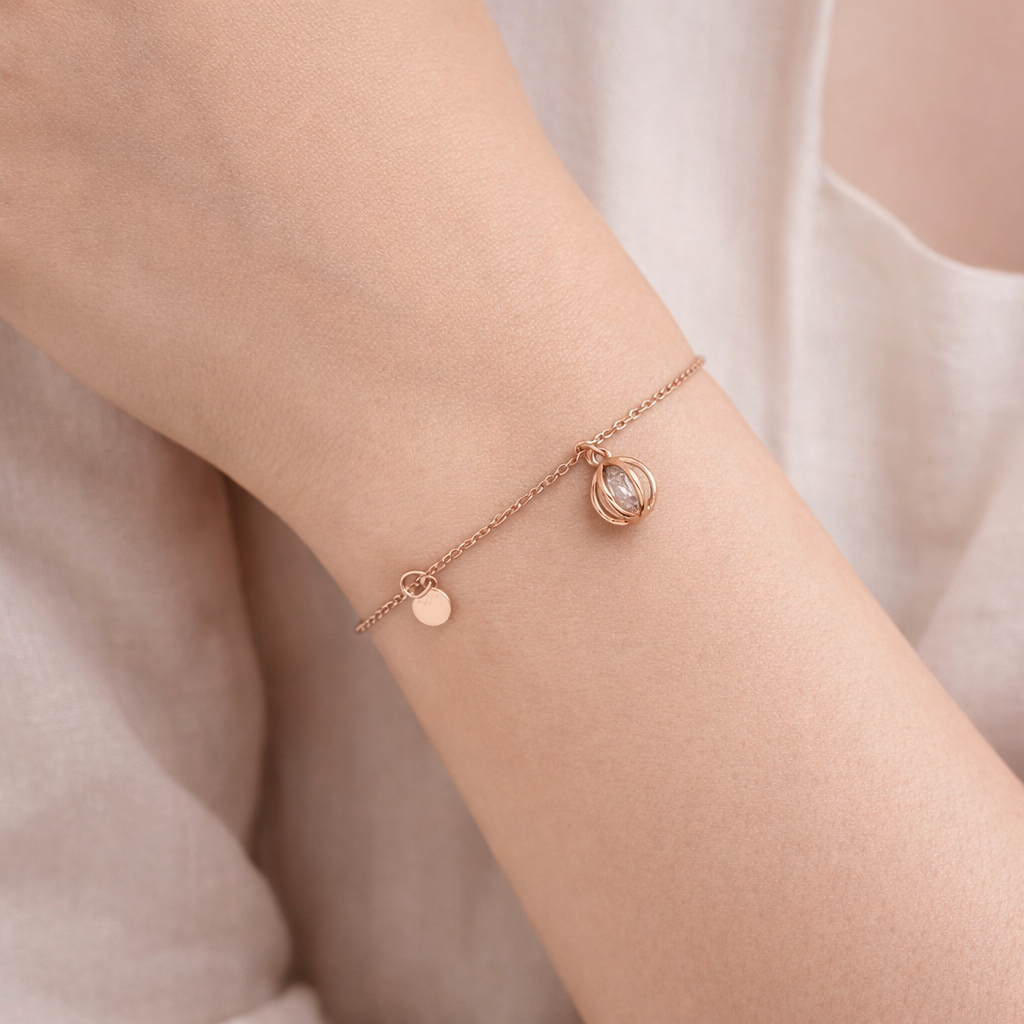 Minimal Charm Rose Gold Bracelet