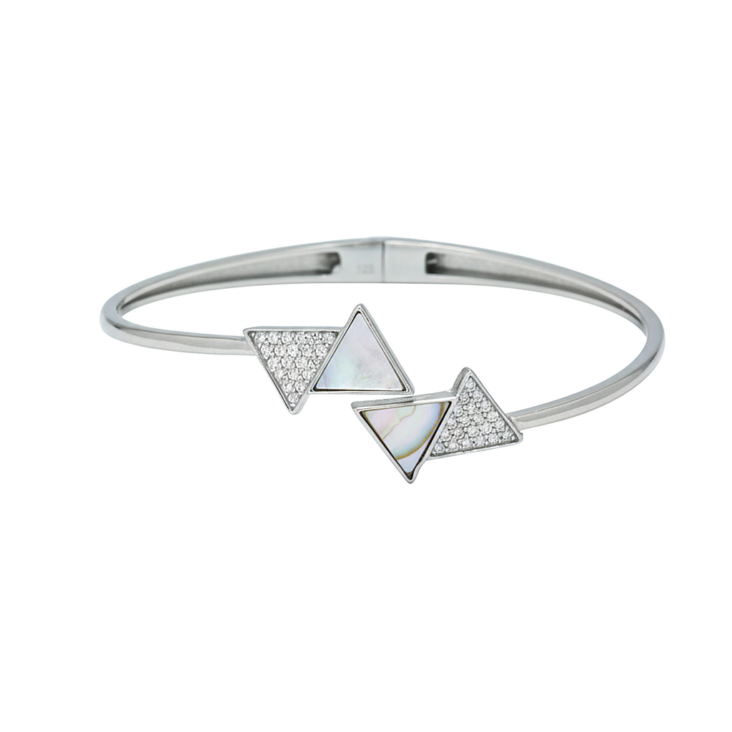 Silver TriAura Pearl Kada