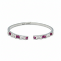 Silver ZigGleam Pink & White Diamond Kada