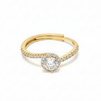 Silver Sunny Glow Solitaire Yellow Tone Ring