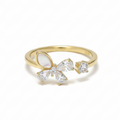 Silver Butterfly Bloom Yellow Tone Ring