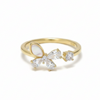 Silver Butterfly Bloom Yellow Tone Ring