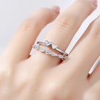 Silver Twin Spark Heart Ring