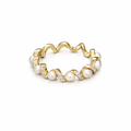 gold waves & perl silver 925 ring