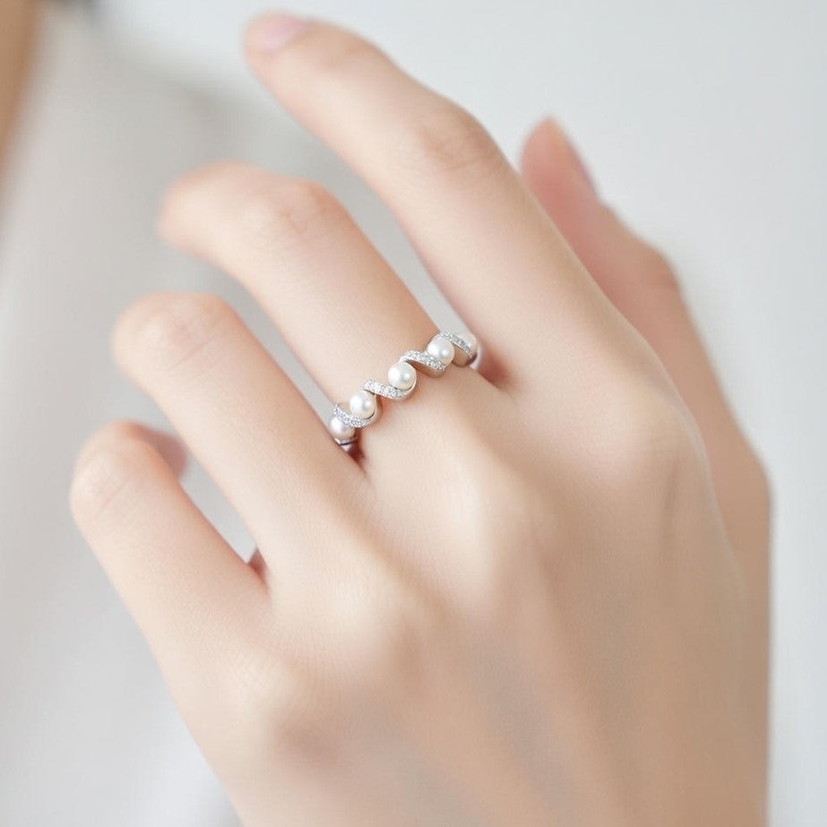 Silver Pearl Rhythm Ring