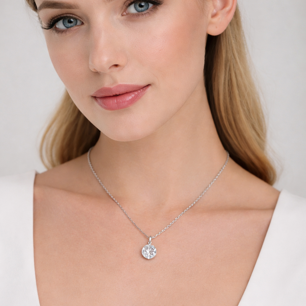 Silver Lumiera Solitaire Pendant