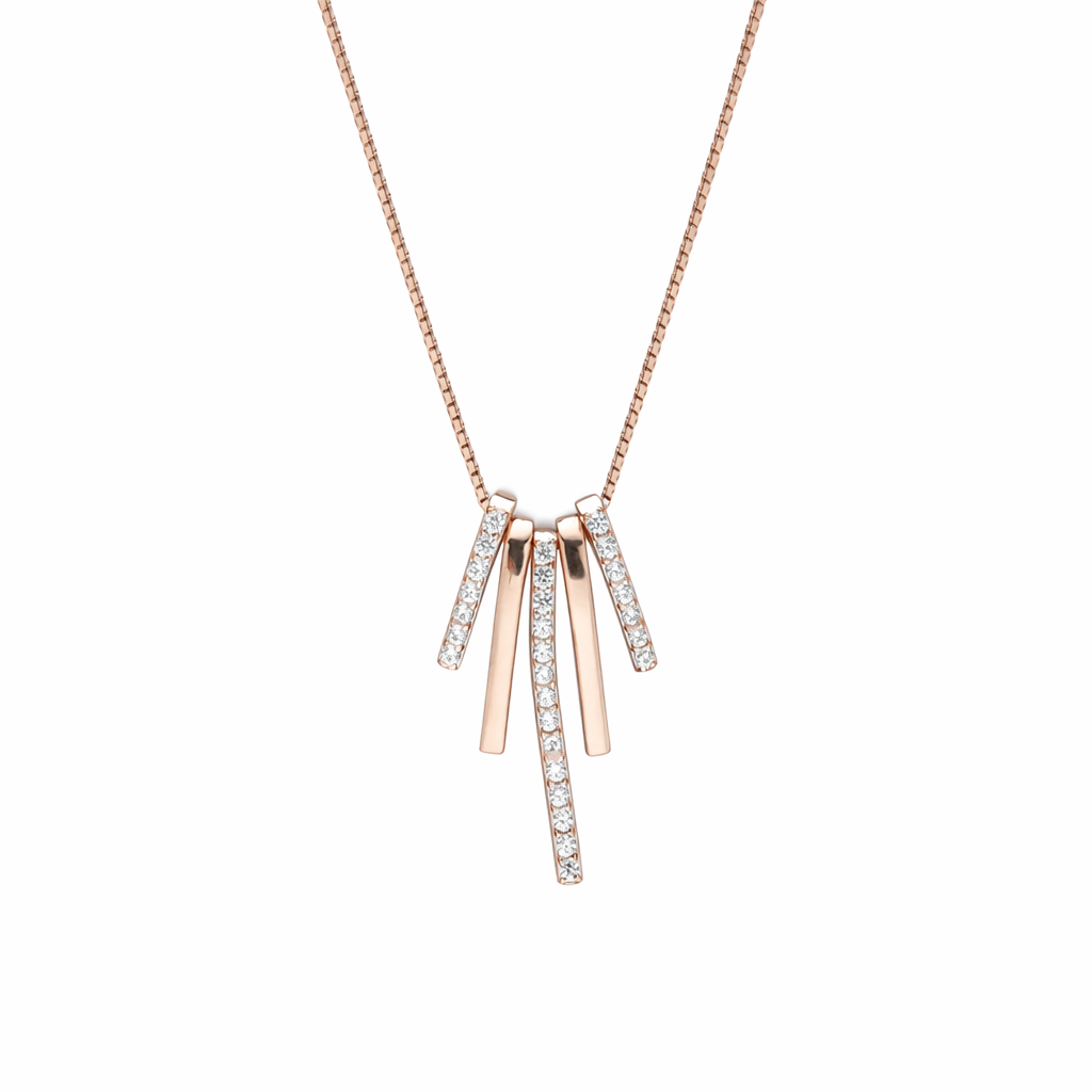 Silver Rosé Stria Drop Pendant