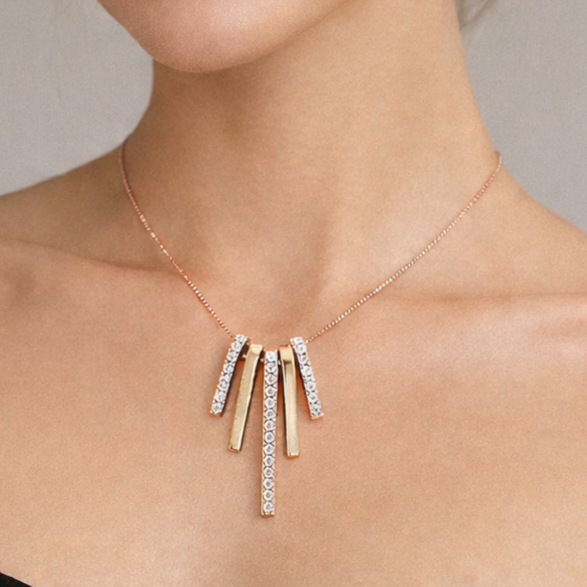 Silver Rosé Stria Drop Pendant