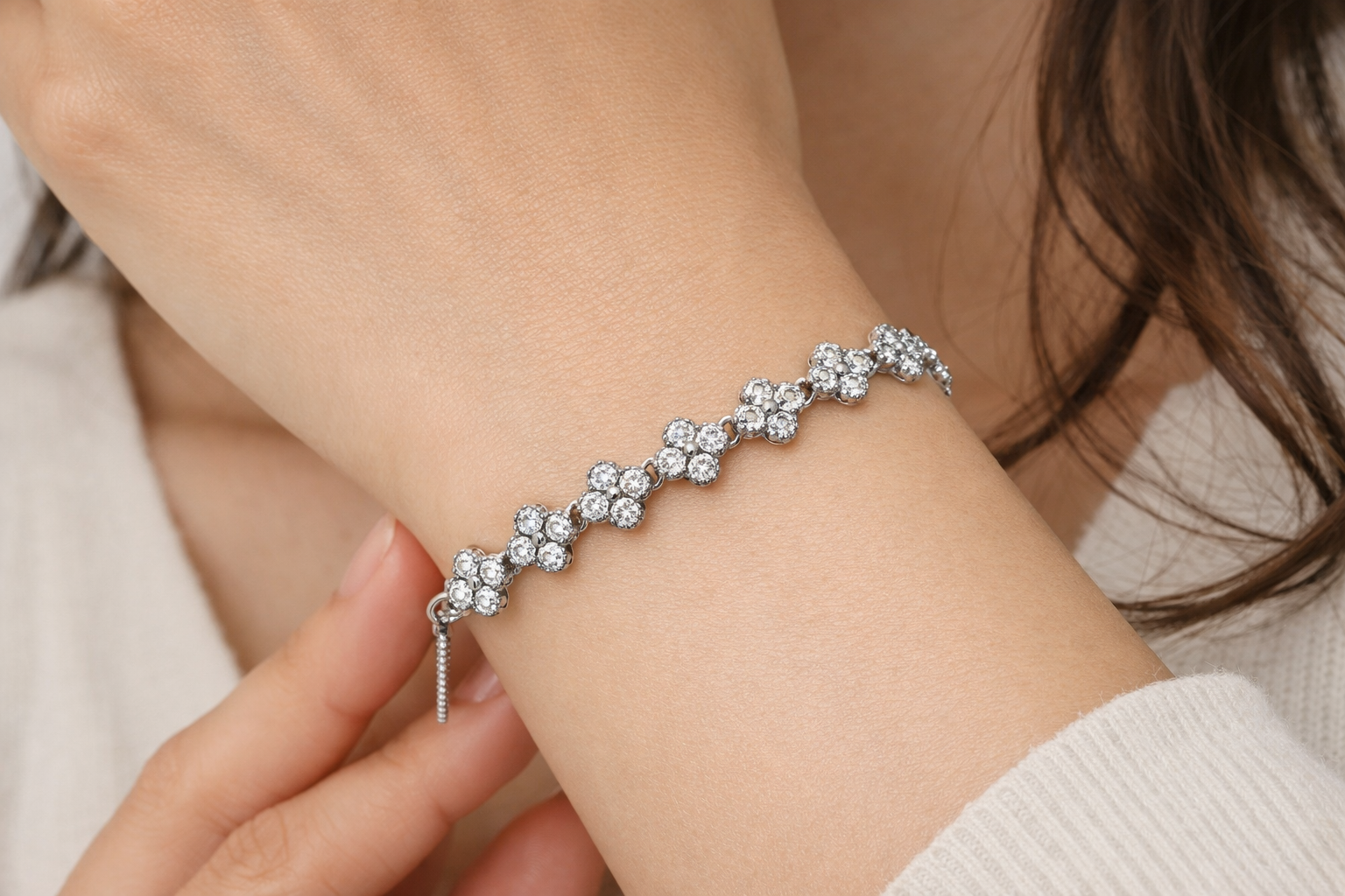 Silver Diamond Tennis Bracelet