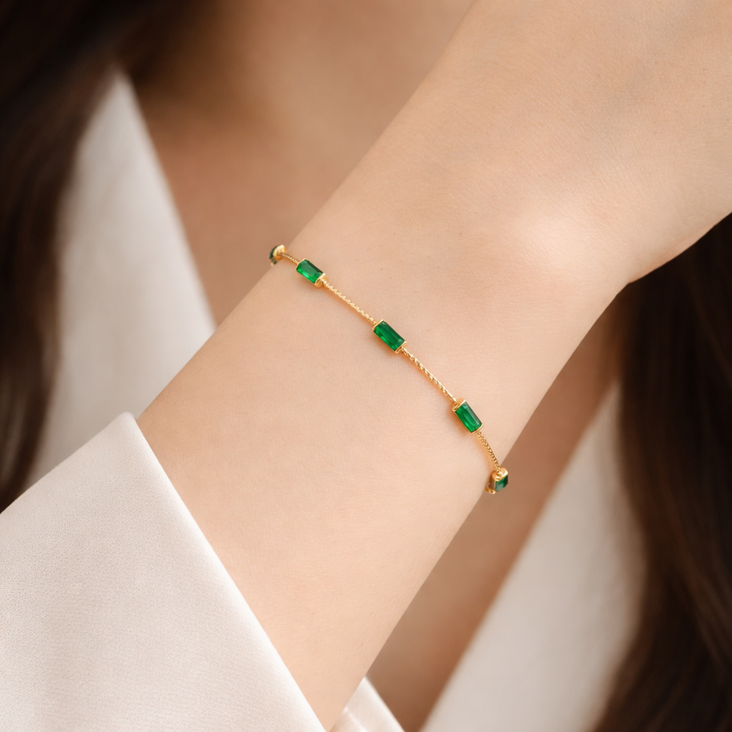 Emerald Line Gold Bracelet