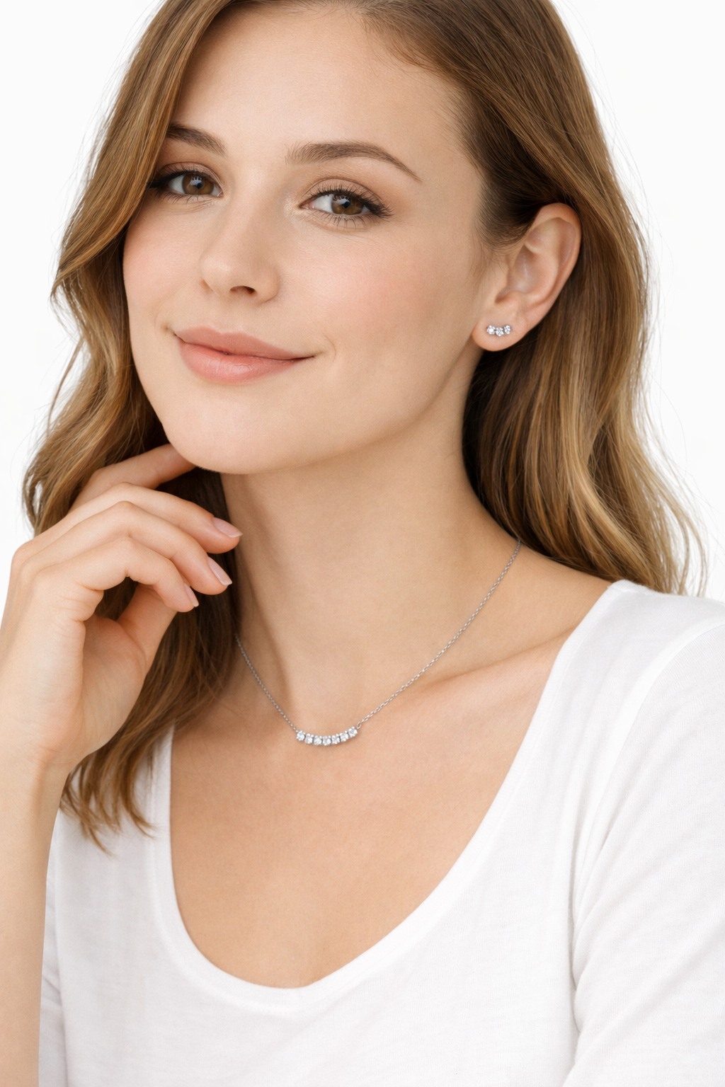 Classic Brilliance Curve Chain Pendant Set