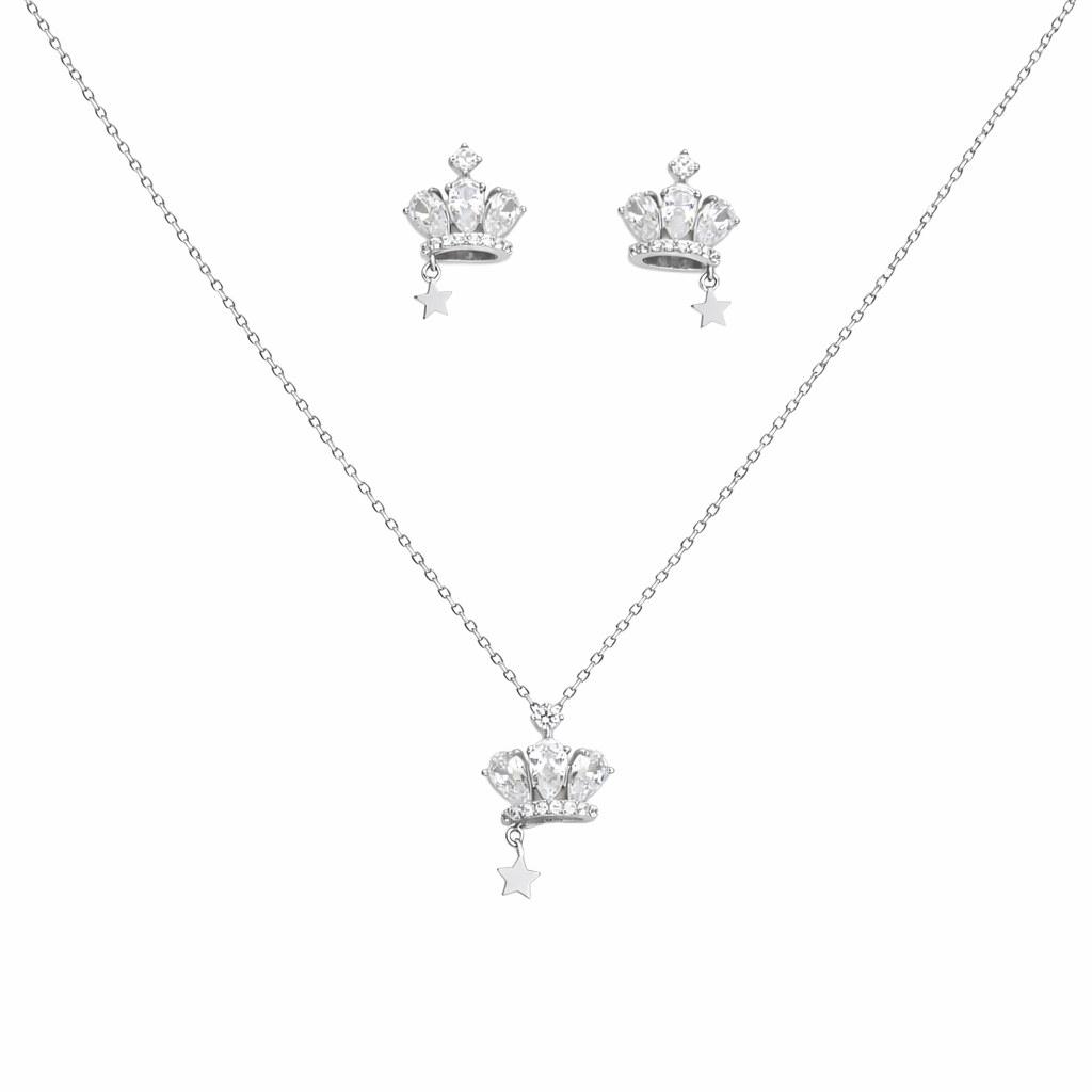 Star Crown Charm Chain Pendant Set