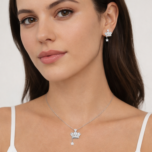 Star Crown Charm Chain Pendant Set