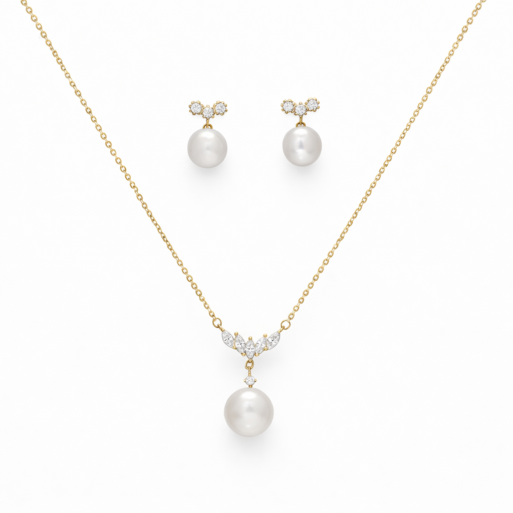 Silver Aurelia Pearl Grace Pendant Set