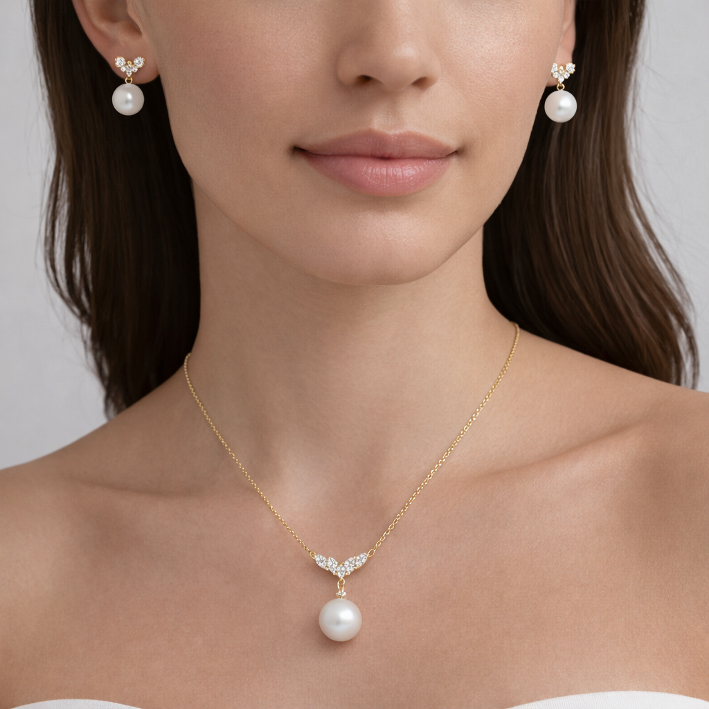 Silver Aurelia Pearl Grace Pendant Set