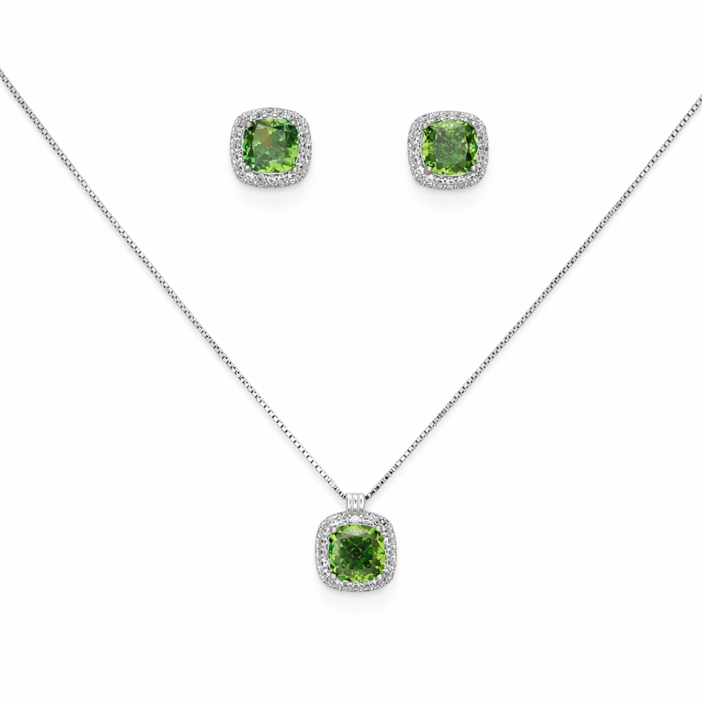 Silver Verdea Halo Charm Pendant Set