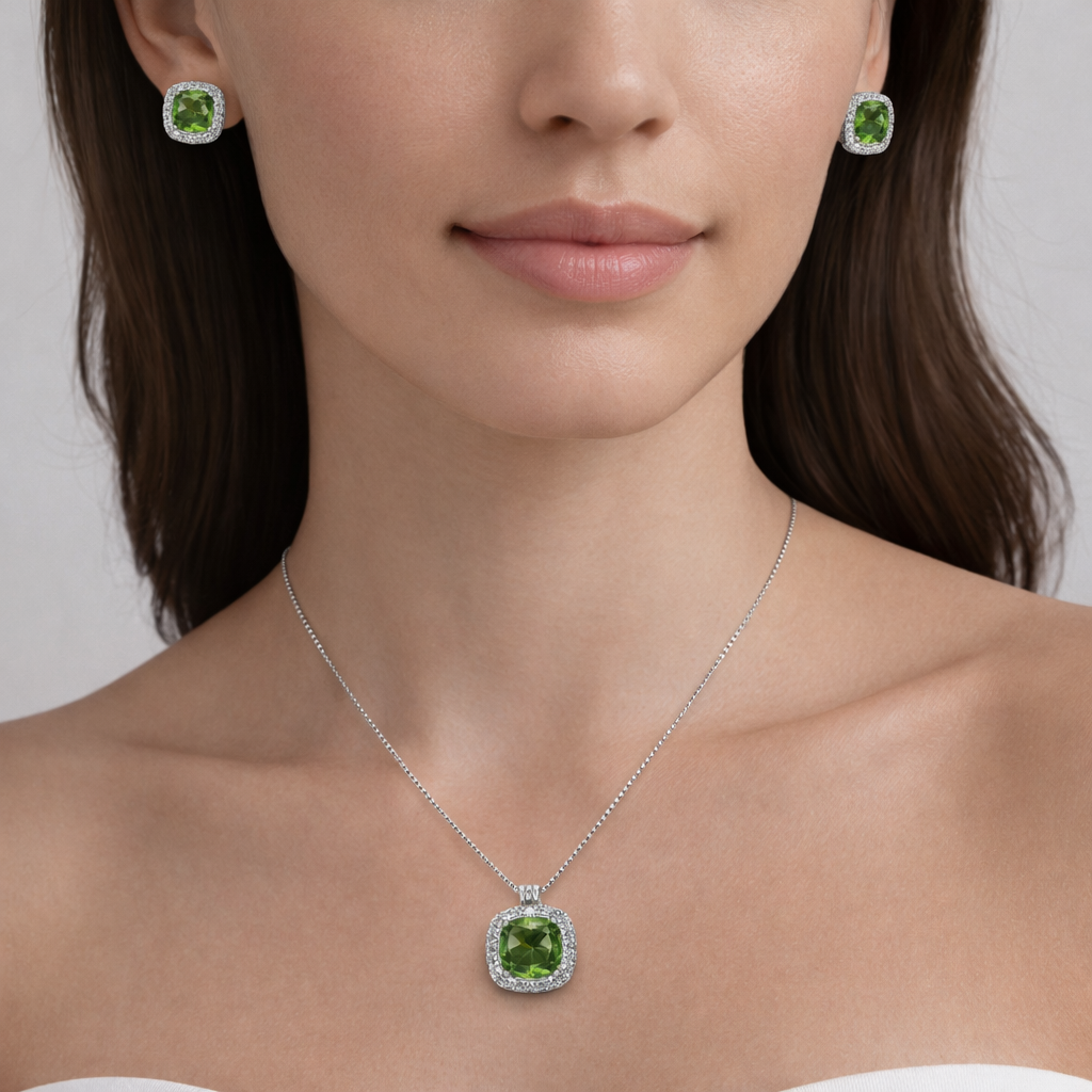 Silver Verdea Halo Charm Pendant Set