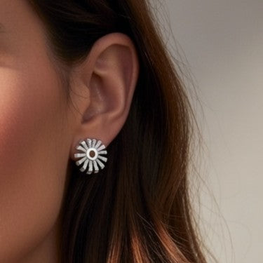 Silver Sunburst Stud Earrings