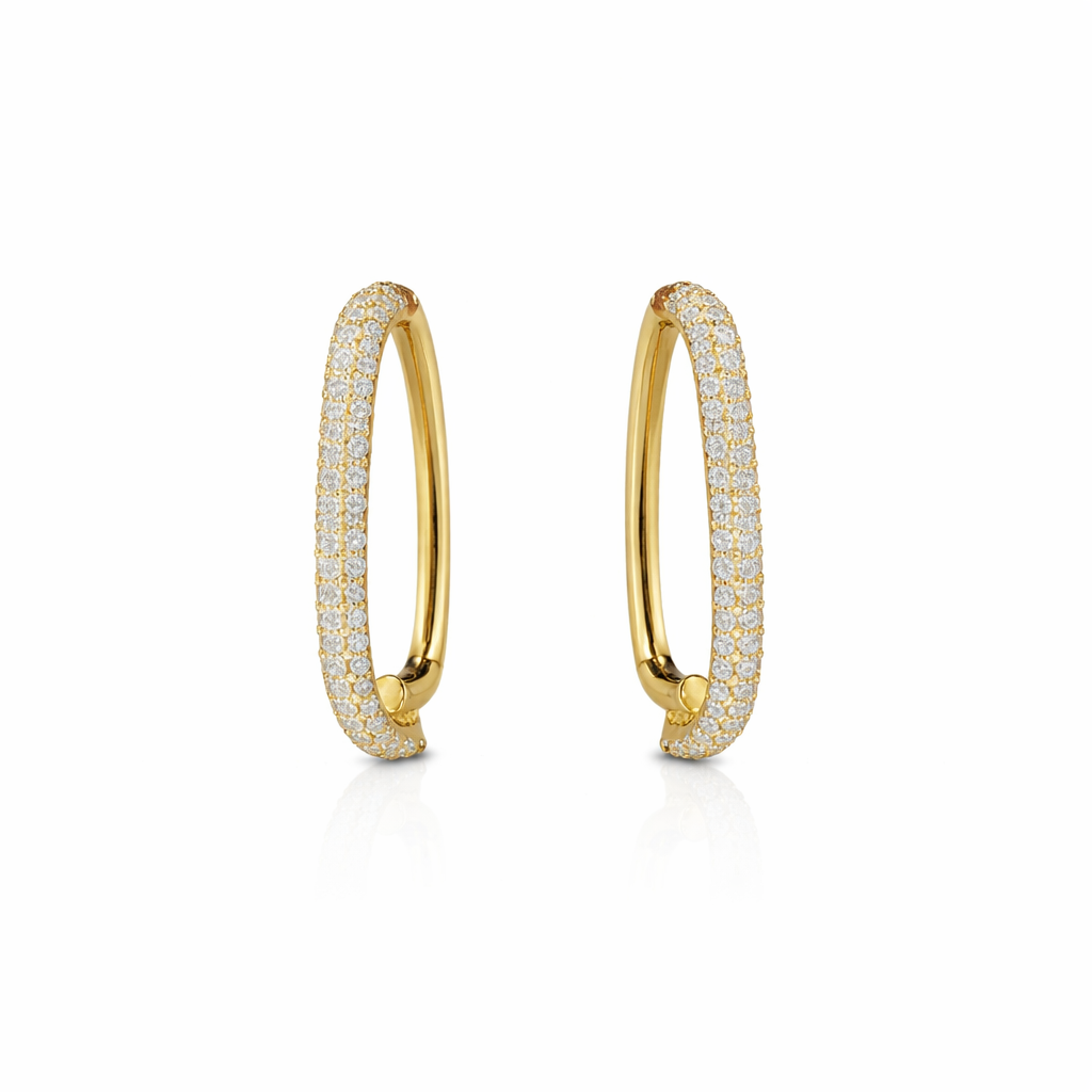 Golden Pavé Curve Hoops