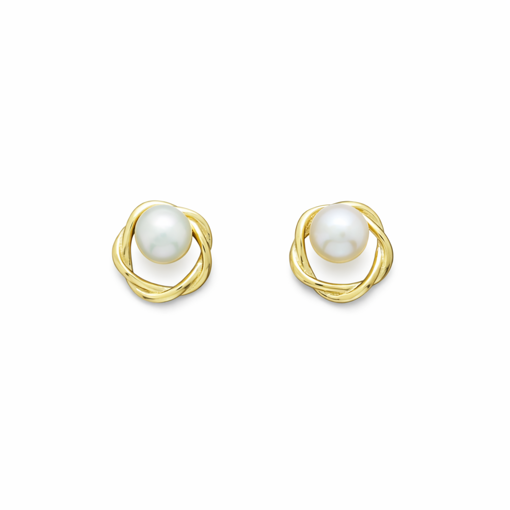 Golden Pearl Embrace Studs
