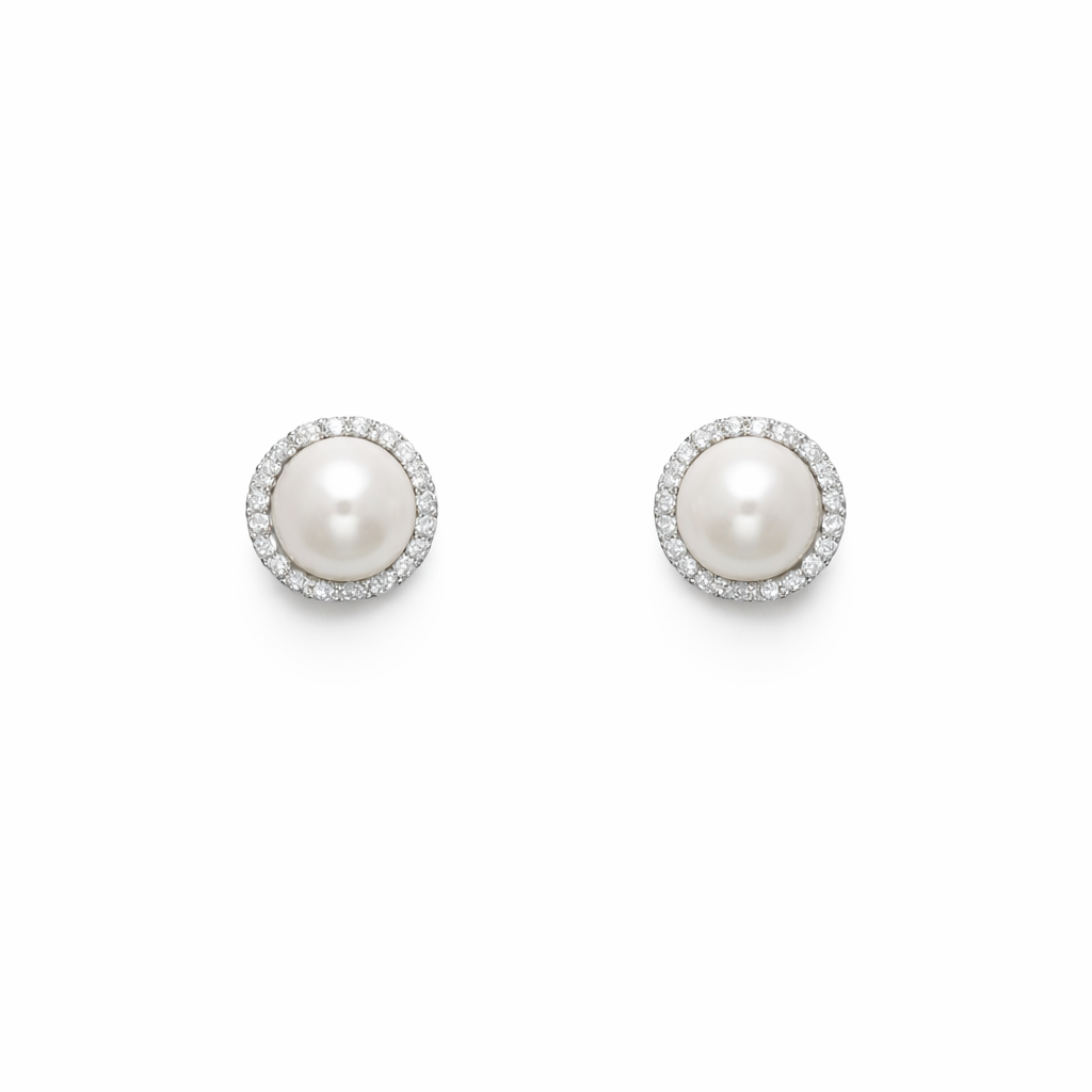Classic Pearl Halo Stud Earrings