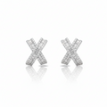 Silver X Cross Diamond Earring