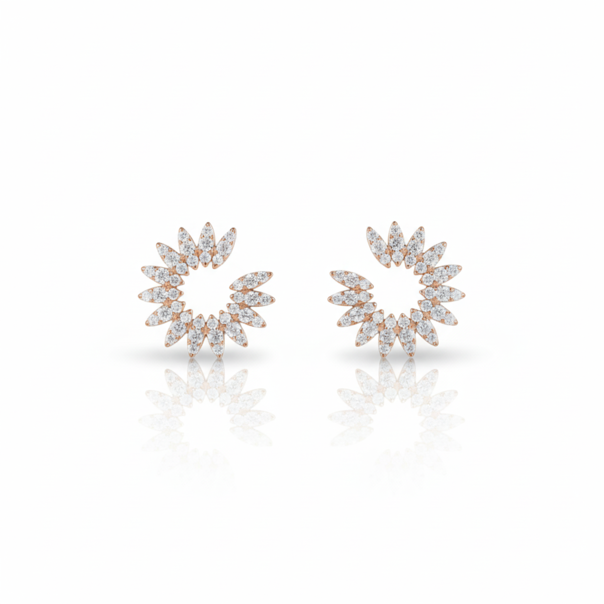 Silver Sun Star Rose Tone Earring