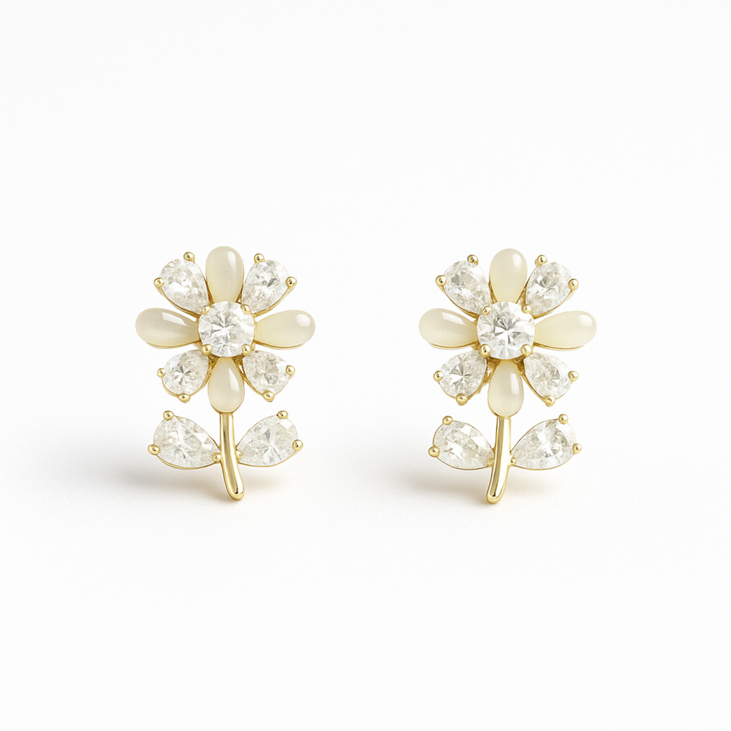 Silver Fin Flora Yellow Tone Earring