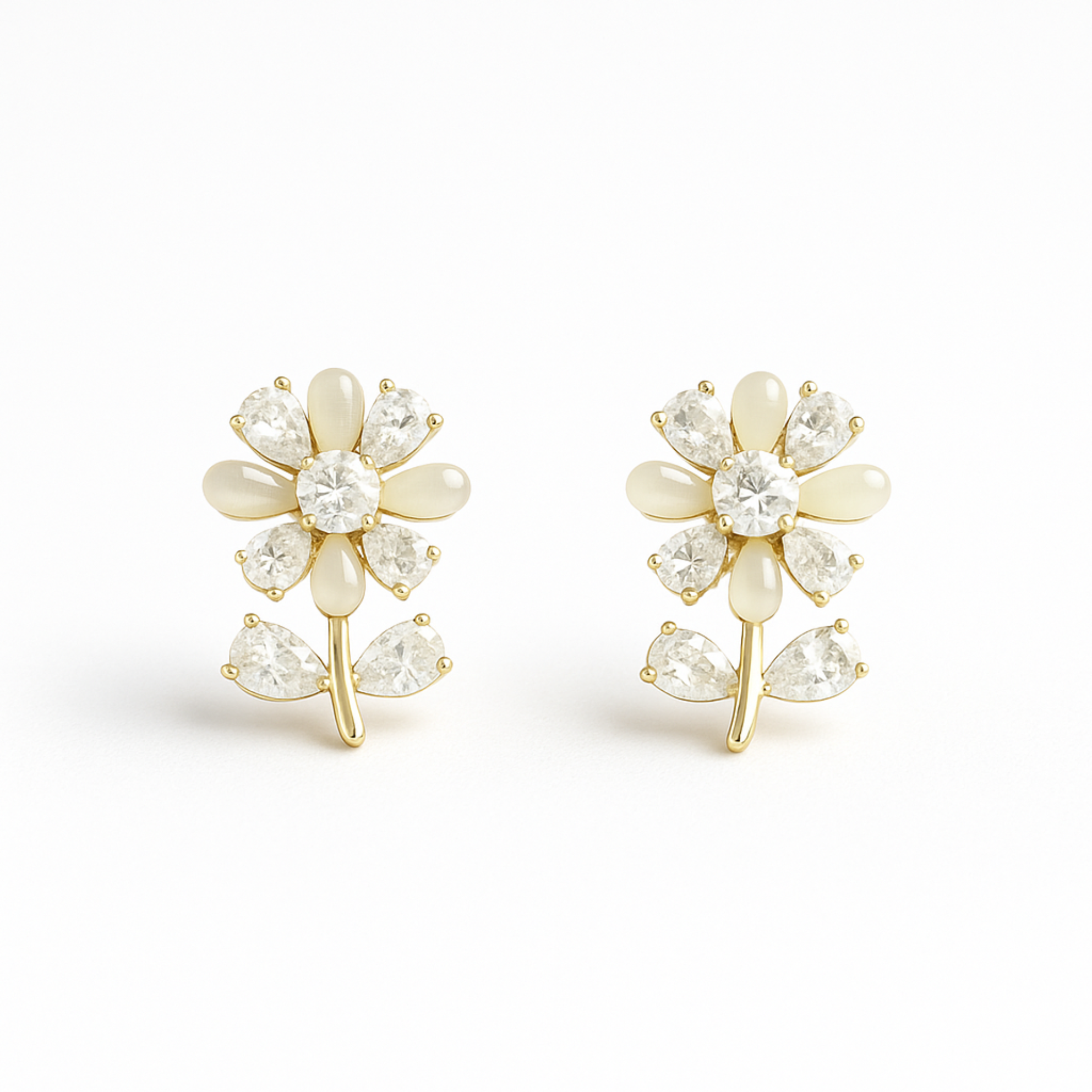 Silver Fin Flora Yellow Tone Earring