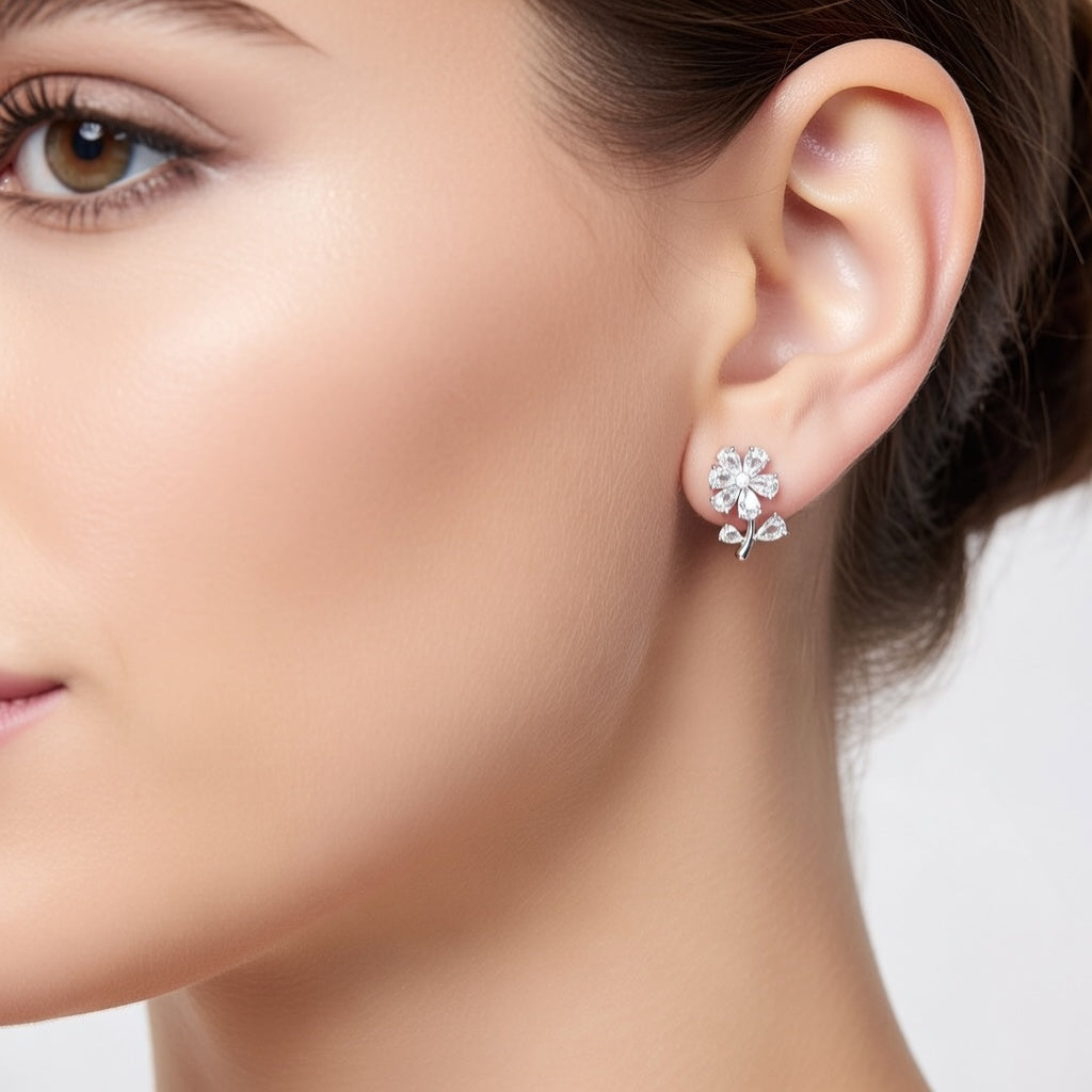Crystal Blossom Spark Stud Earrings