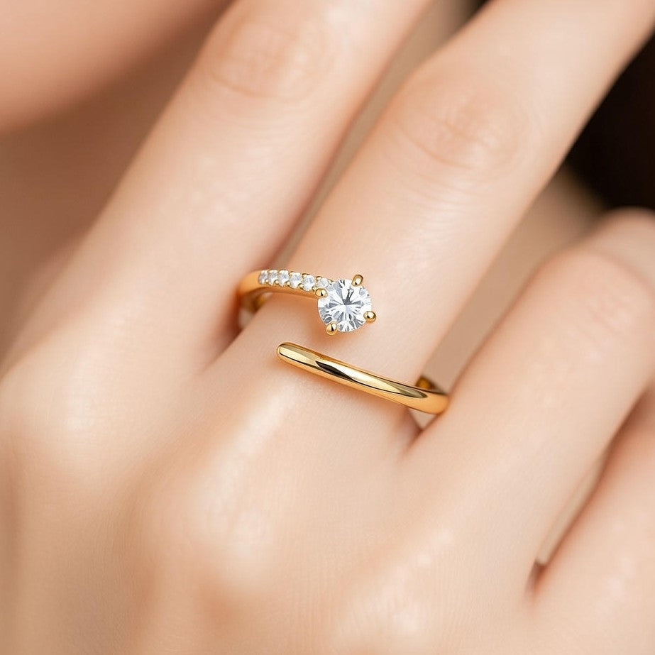 Golden Orbit Solitaire Ring