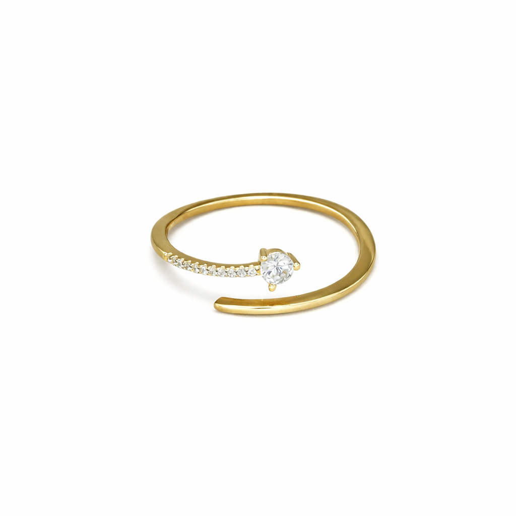 Golden Orbit Solitaire Ring