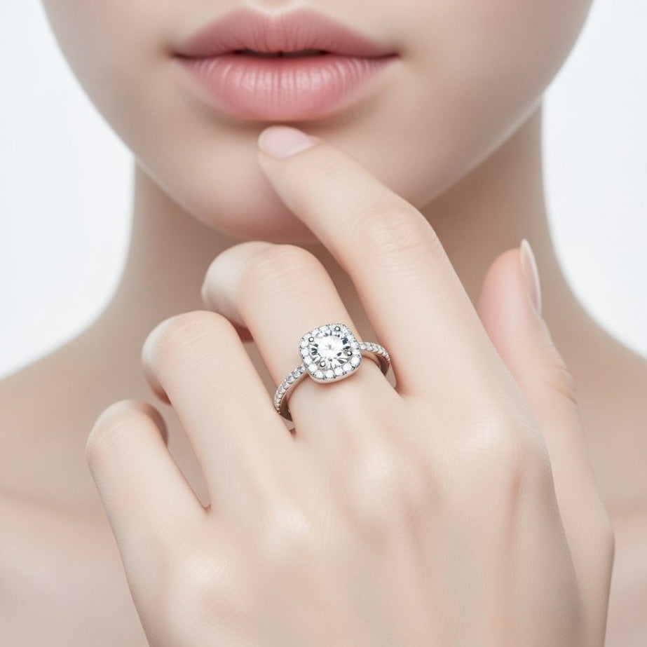 Celeste Halo Solitaire Ring