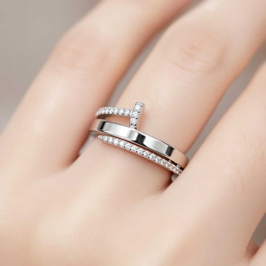 Silver Lattice Spark Ring