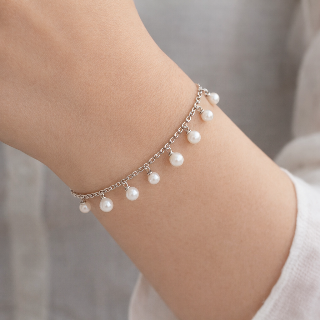 Pearl Cascade Charm Bracelet